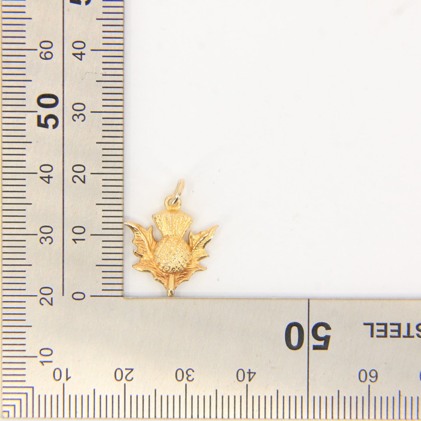 Vintage 9ct Yellow Gold Scottish Thistle Charm Pendant Flower Of Scotland Gift
