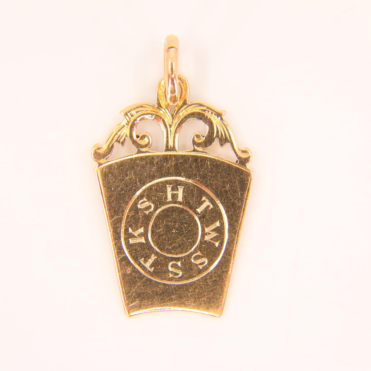 Antique 9ct Gold Masonic HTWSSTKS Pendant Hallmarked 9 Carat Fob Mason Insignia Charm