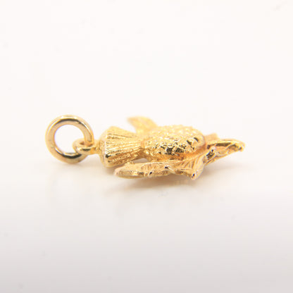 Vintage 9ct Yellow Gold Scottish Thistle Charm Pendant Flower Of Scotland Gift