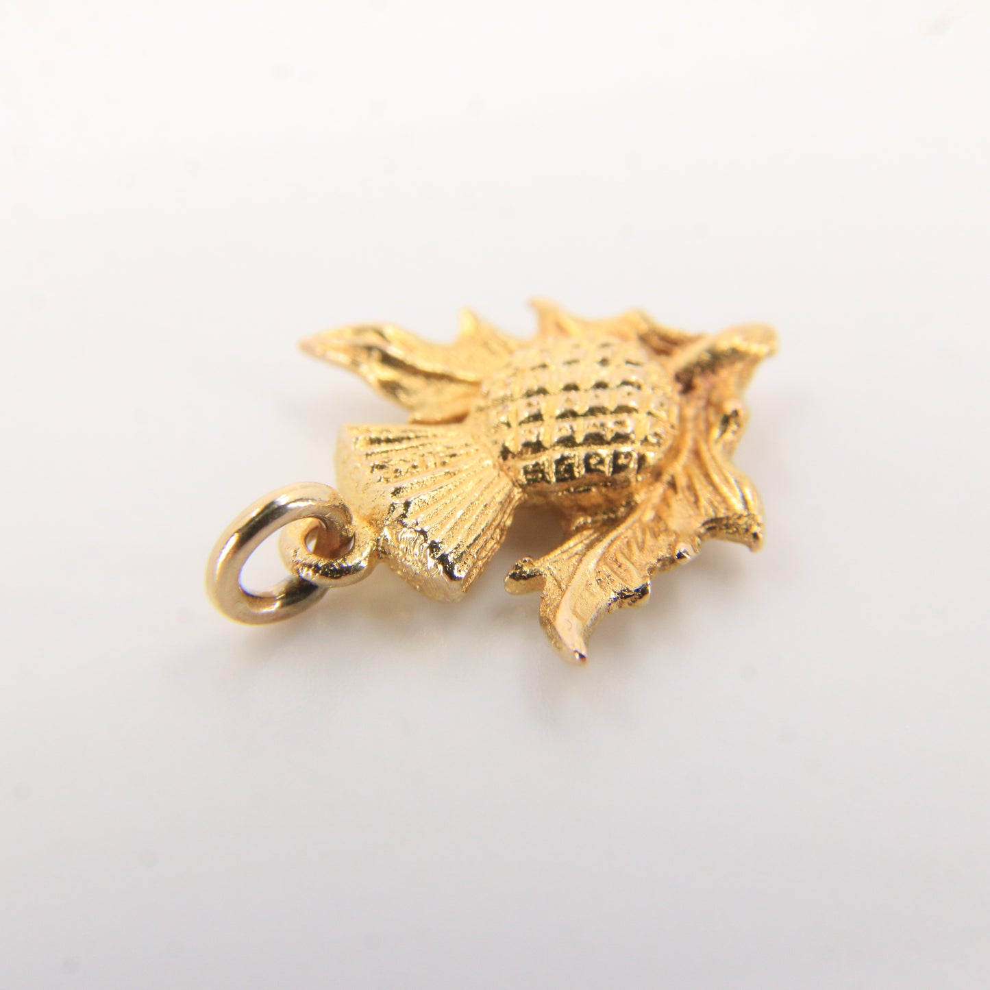 Vintage 9ct Yellow Gold Scottish Thistle Charm Pendant Flower Of Scotland Gift