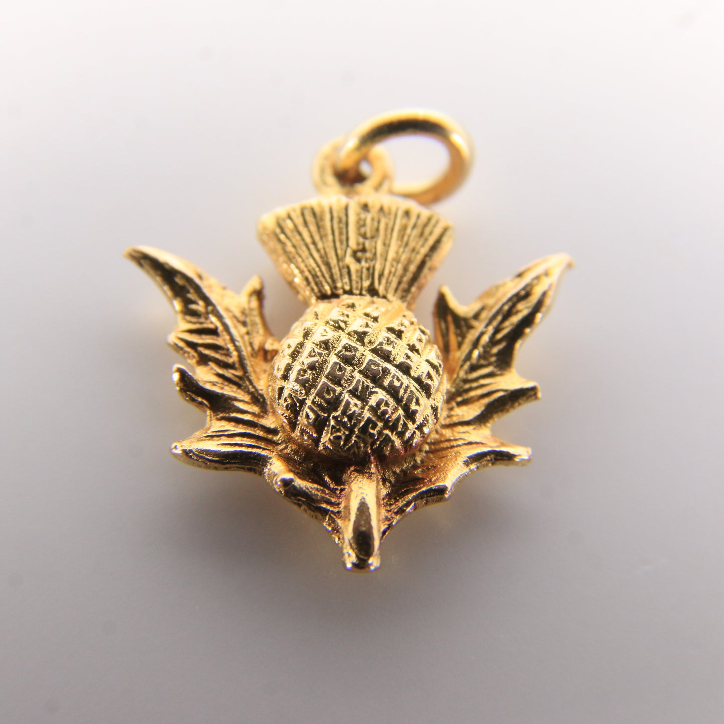 Vintage 9ct Yellow Gold Scottish Thistle Charm Pendant Flower Of Scotland Gift