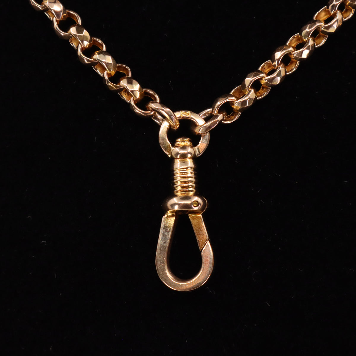 Antique 9ct Yellow Gold 64 Inch Muff Guard Chain Necklace Fancy Link Boxed Gift