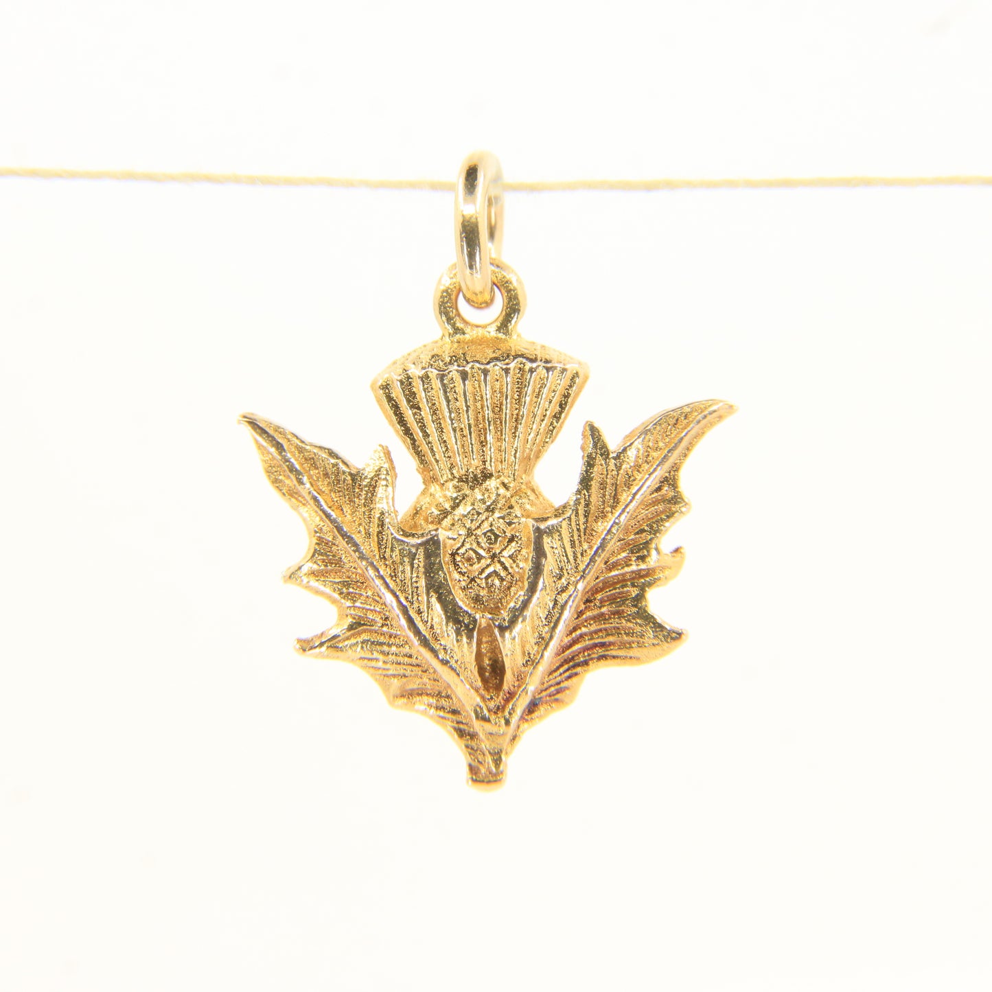 Vintage 9ct Yellow Gold Scottish Thistle Charm Pendant Flower Of Scotland Gift