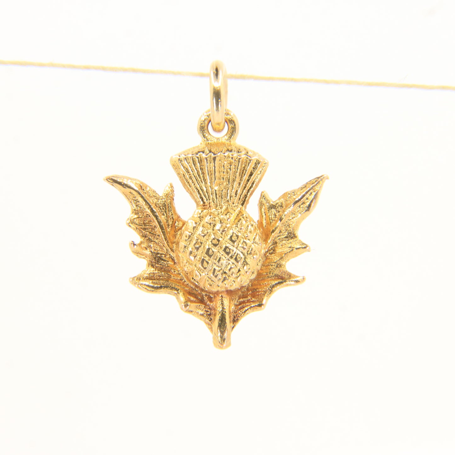 Vintage 9ct Yellow Gold Scottish Thistle Charm Pendant Flower Of Scotland Gift