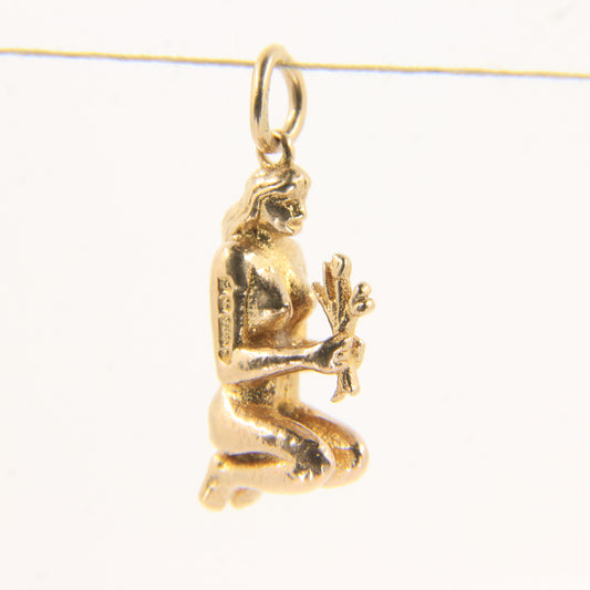 Vintage 9ct Hallmarked Gold Female Classical Beauty Flora Charm Woman Pendant