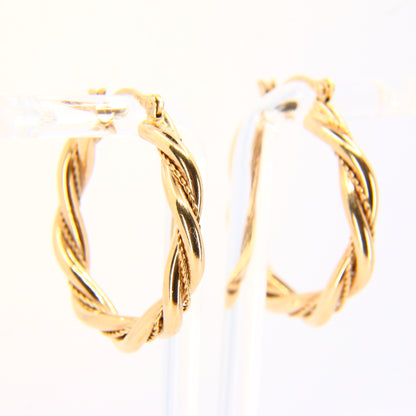 Vintage 9ct Twist Strand Hoop Earrings 9 Carat Yellow Gold Boxed Gift