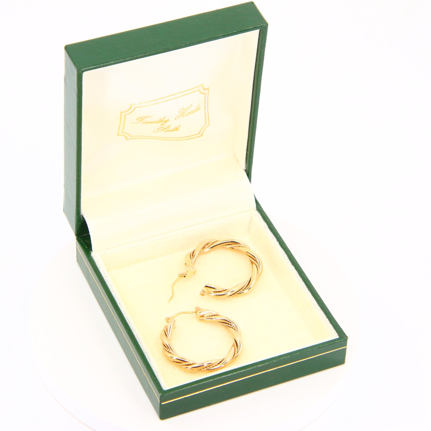 Vintage 9ct Twist Strand Hoop Earrings 9 Carat Yellow Gold Boxed Gift