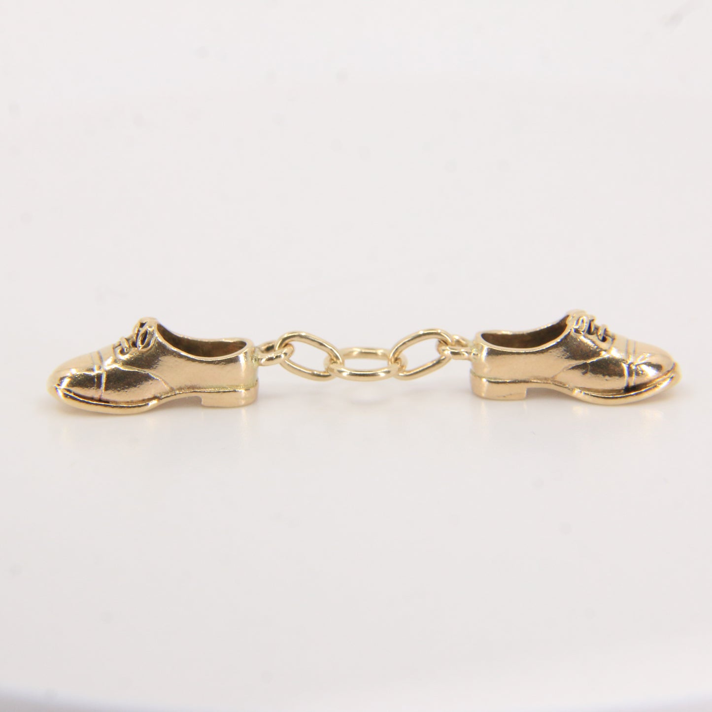 Vintage 9ct Hallmarked Yellow Gold Classic Dress Shoe Pair Charm Pendant Gift
