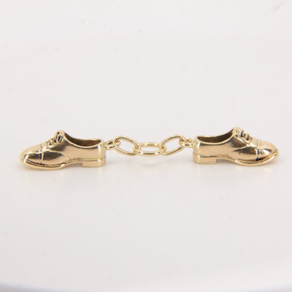 Vintage 9ct Hallmarked Yellow Gold Classic Dress Shoe Pair Charm Pendant Gift
