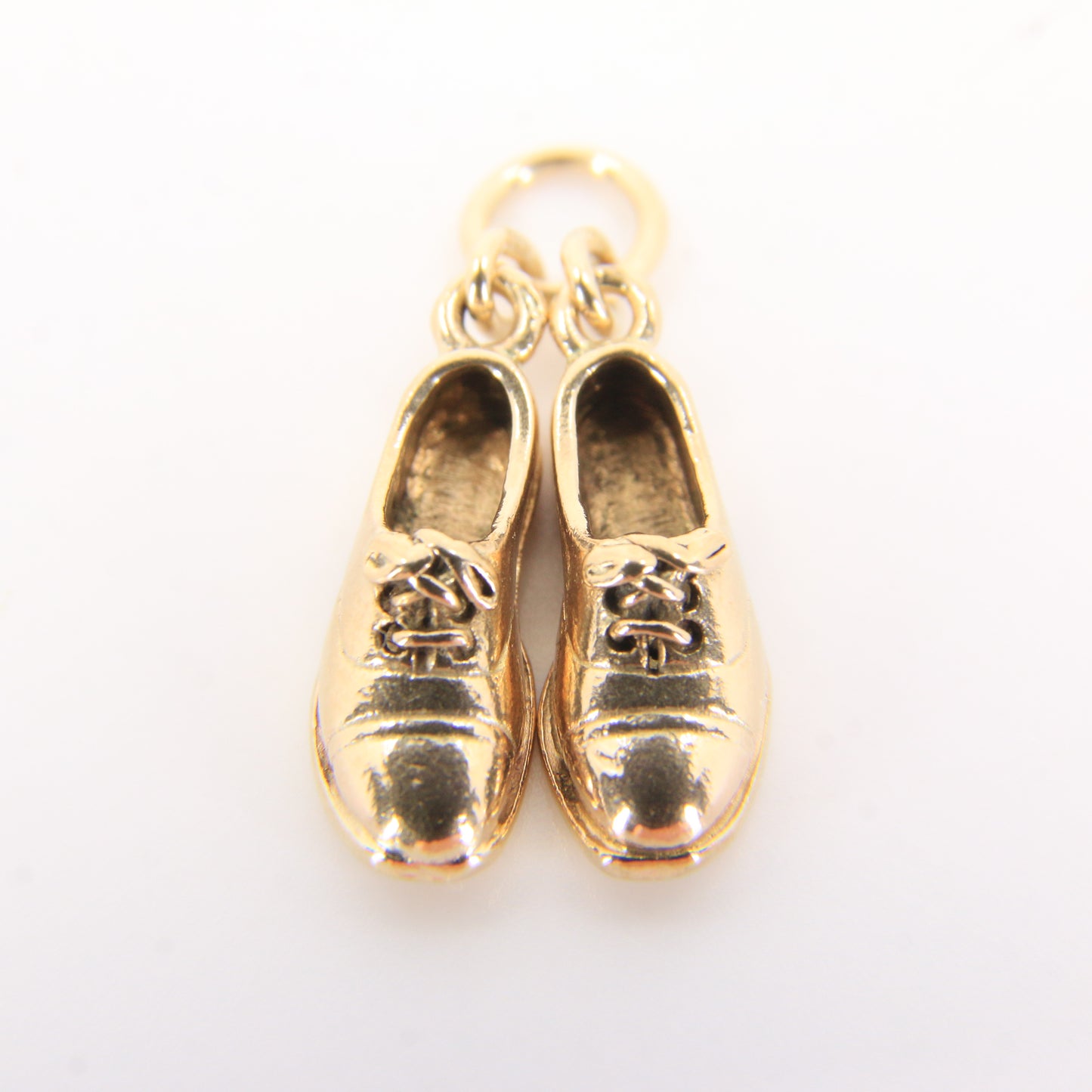 Vintage 9ct Hallmarked Yellow Gold Classic Dress Shoe Pair Charm Pendant Gift