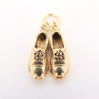 Vintage 9ct Hallmarked Yellow Gold Classic Dress Shoe Pair Charm Pendant Gift