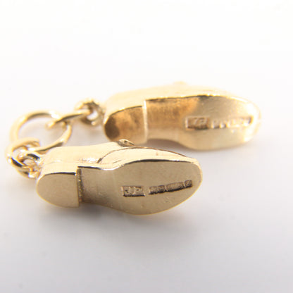 Vintage 9ct Hallmarked Yellow Gold Classic Dress Shoe Pair Charm Pendant Gift
