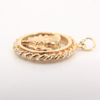 Vintage 9ct Hallmarked Yellow Gold Scottish Thistle Wreath Charm Pendant Gift