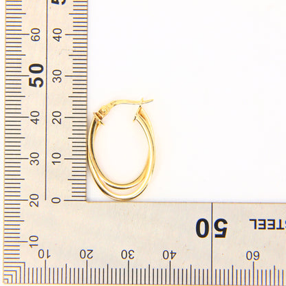 Vintage 9ct Small Duel Hoop Earrings 9 Carat Yellow Gold Boxed