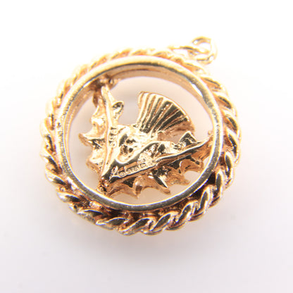 Vintage 9ct Hallmarked Yellow Gold Scottish Thistle Wreath Charm Pendant Gift