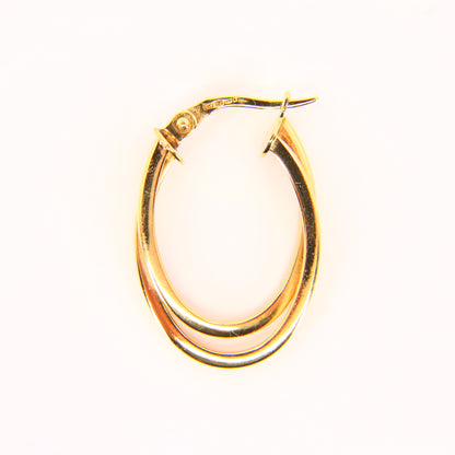 Vintage 9ct Small Duel Hoop Earrings 9 Carat Yellow Gold Boxed