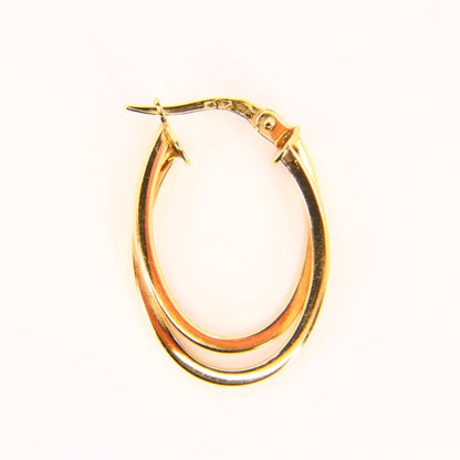 Vintage 9ct Small Duel Hoop Earrings 9 Carat Yellow Gold Boxed