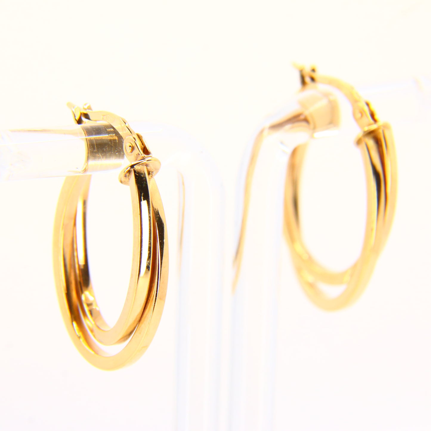 Vintage 9ct Small Duel Hoop Earrings 9 Carat Yellow Gold Boxed