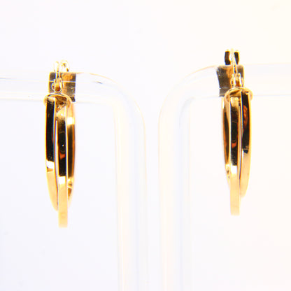 Vintage 9ct Small Duel Hoop Earrings 9 Carat Yellow Gold Boxed