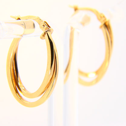 Vintage 9ct Small Duel Hoop Earrings 9 Carat Yellow Gold Boxed