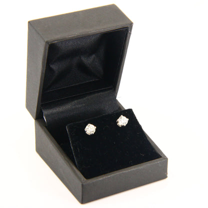 Vintage 18ct White Gold Diamond Stud Earrings 1/2 Carat Diamond Boxed Gift