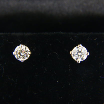 Vintage 18ct White Gold Diamond Stud Earrings 1/2 Carat Diamond Boxed Gift