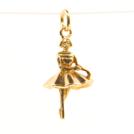 Vintage 9ct Minatare Ballerina Charm Pendant Hallmarked Yellow Gold Ballet Dancer