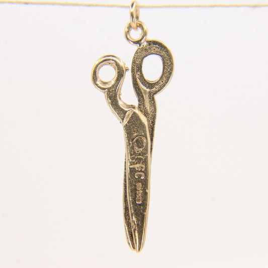 Vintage 9ct Hallmarked Yellow Gold Miniature Scissors Charm Pendant Sewing Gift