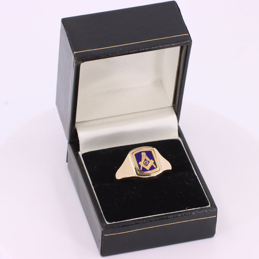 Vintage 9ct Hallmarked Gold Masonic Spinner Signet Ring Engravable UK Size T 1/2