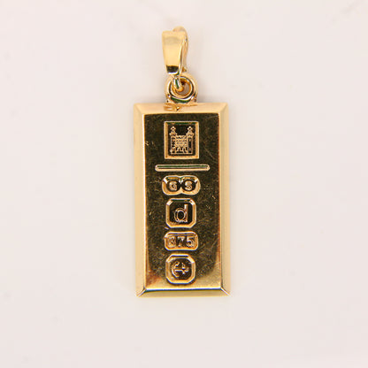 Vintage 9ct Gold Ingot Pendant Hallmarked Birmingham 2003 Limited Gift