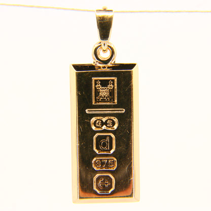 Vintage 9ct Gold Ingot Pendant Hallmarked Birmingham 2003 Limited Gift