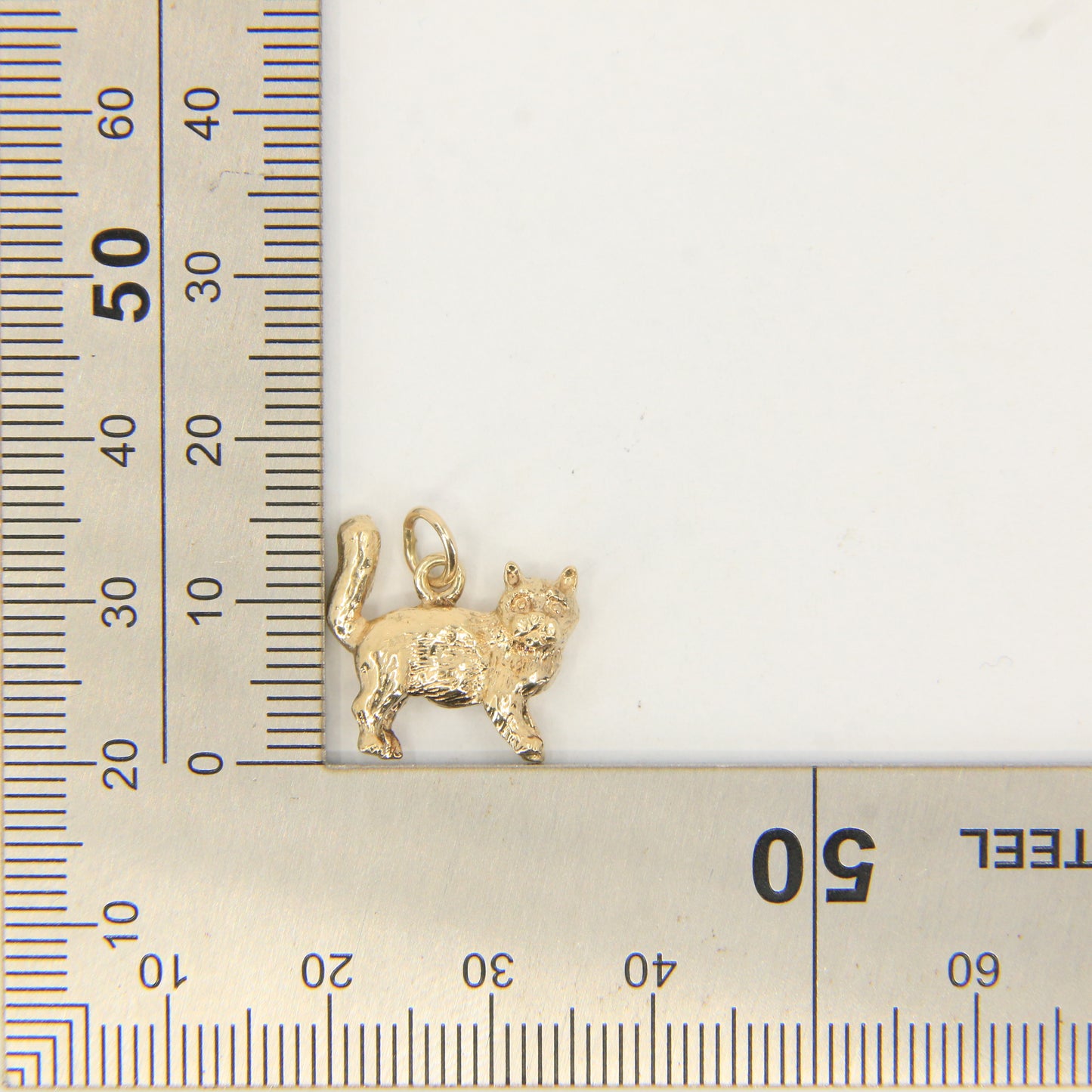 Vintage 9ct Hallmarked Cat Charm Pendant Yellow Gold Tail Up Feline Gift