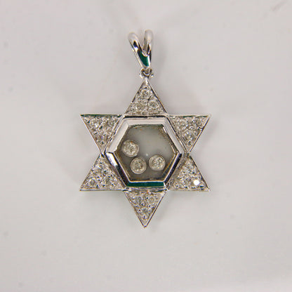 Vintage 18ct White Gold Floating Diamond Star Pendant Hallmarked Gift