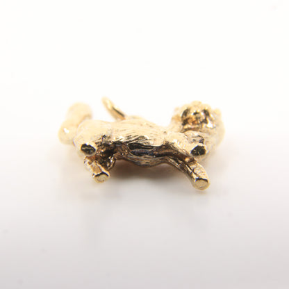 Vintage 9ct Hallmarked Cat Charm Pendant Yellow Gold Tail Up Feline Gift