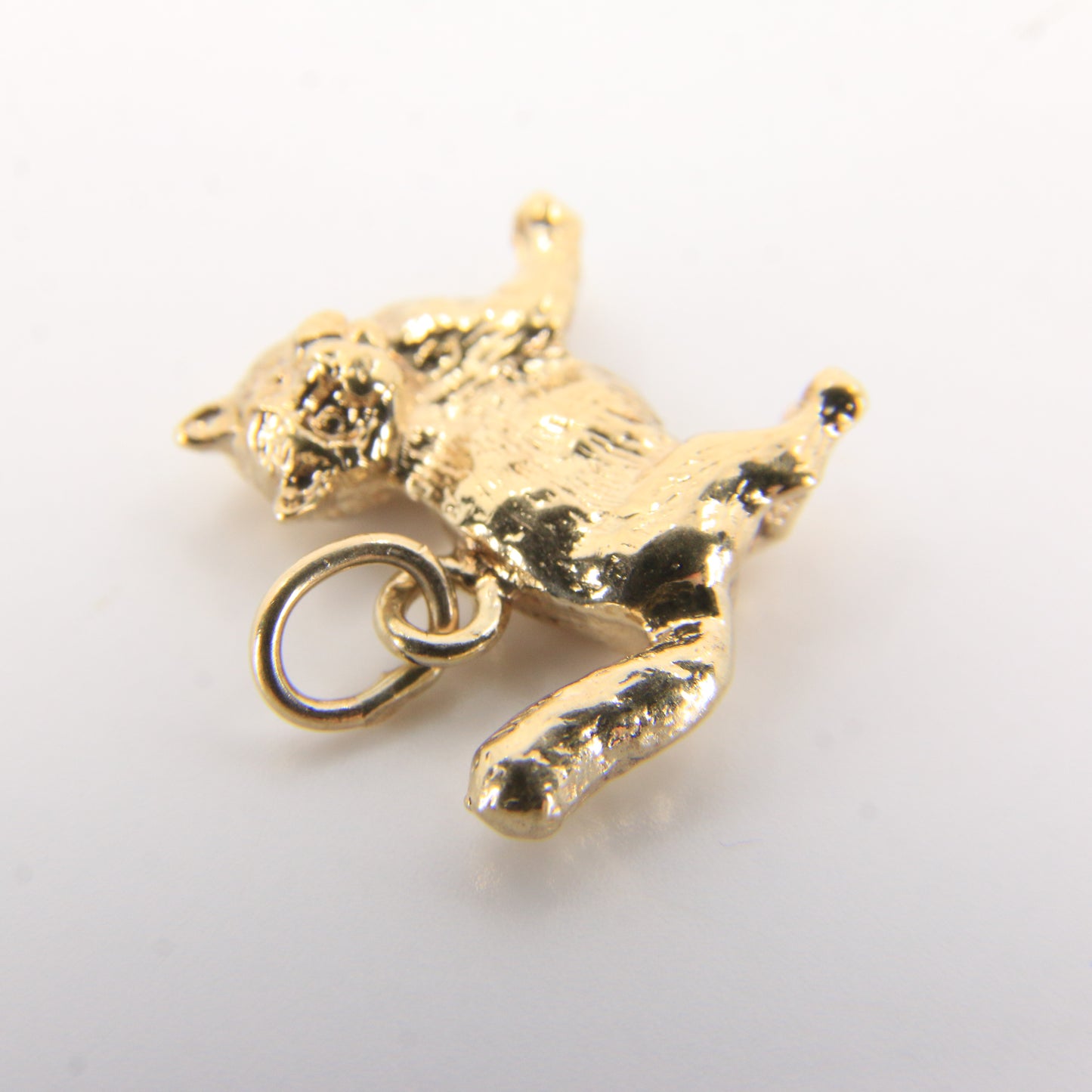 Vintage 9ct Hallmarked Cat Charm Pendant Yellow Gold Tail Up Feline Gift