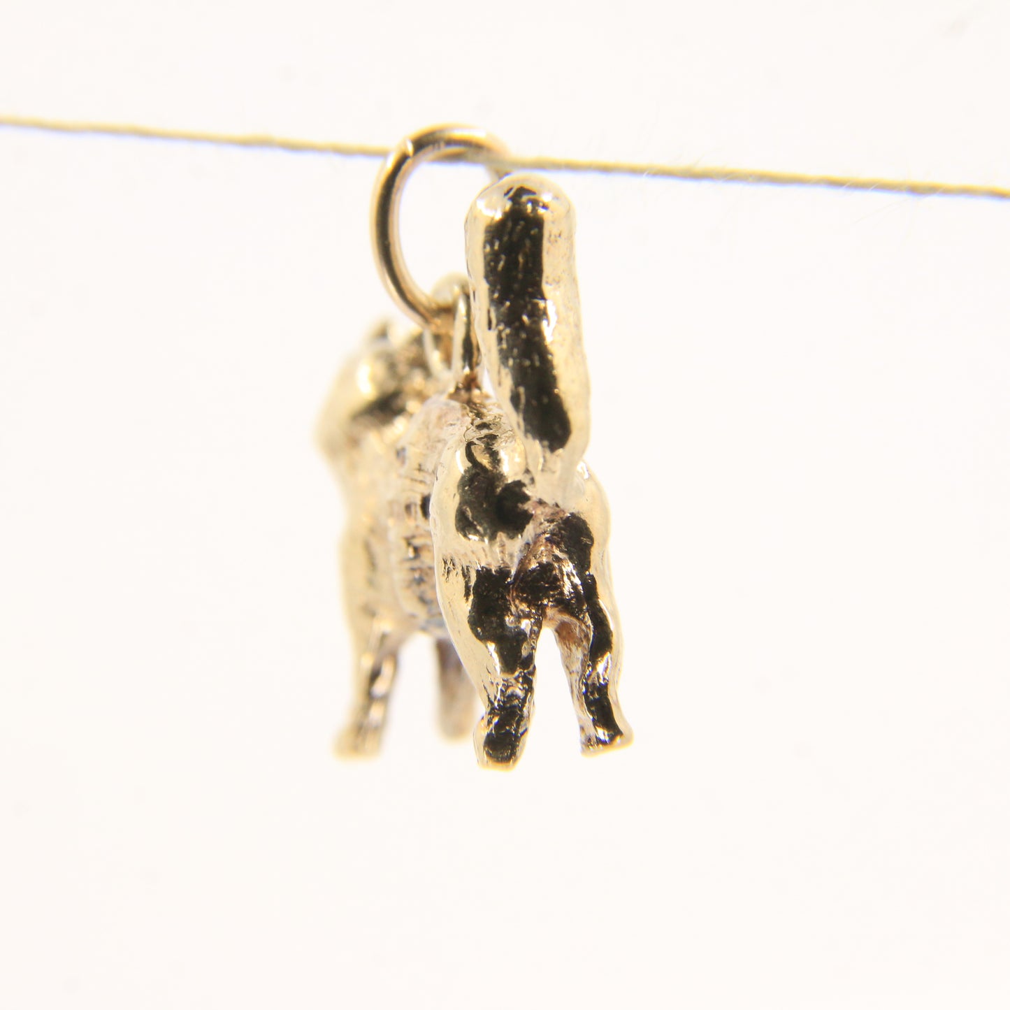 Vintage 9ct Hallmarked Cat Charm Pendant Yellow Gold Tail Up Feline Gift