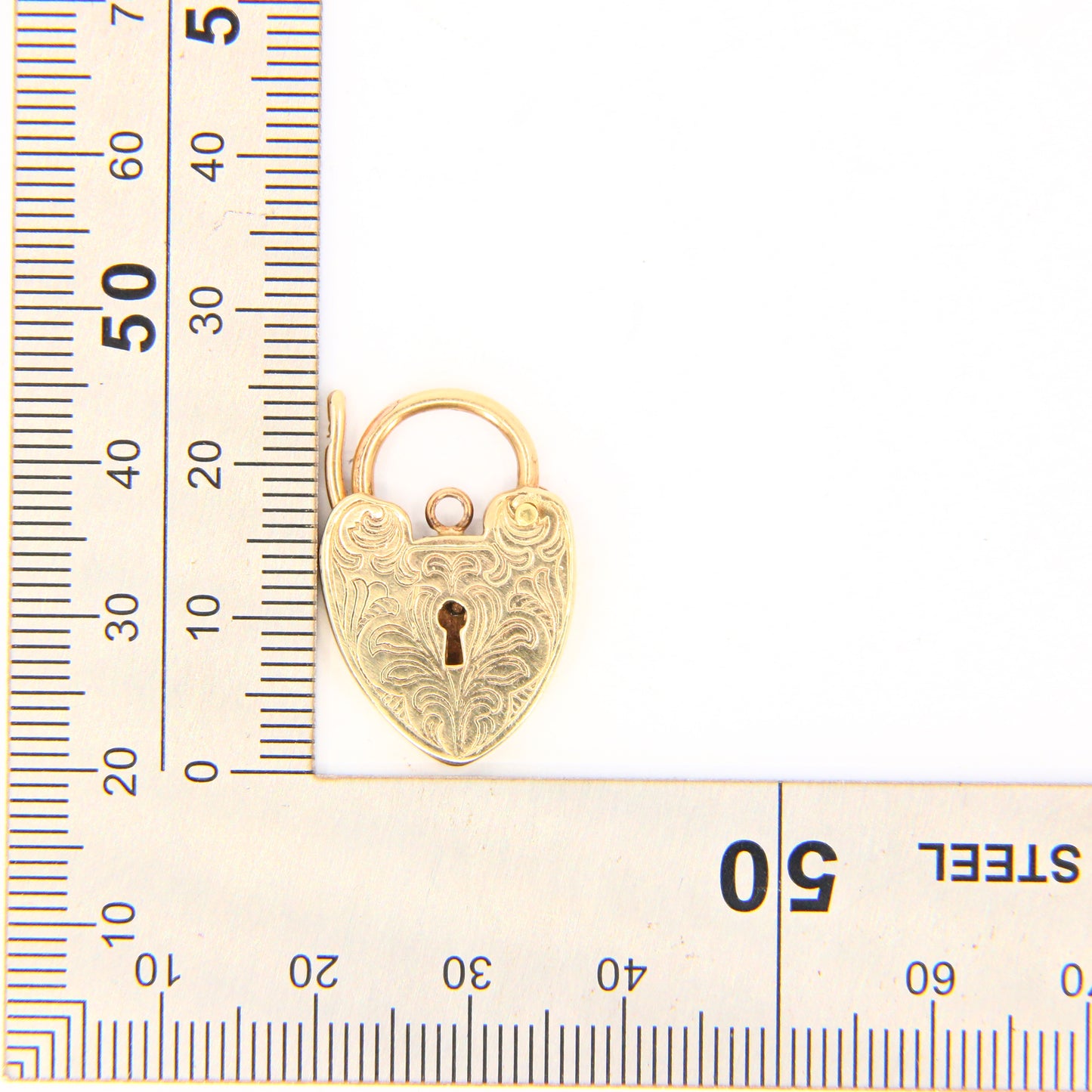 Vintage 9ct Engraved TESSA Heart Lock Gold Charm Padlock Closer Pendant Hallmarked