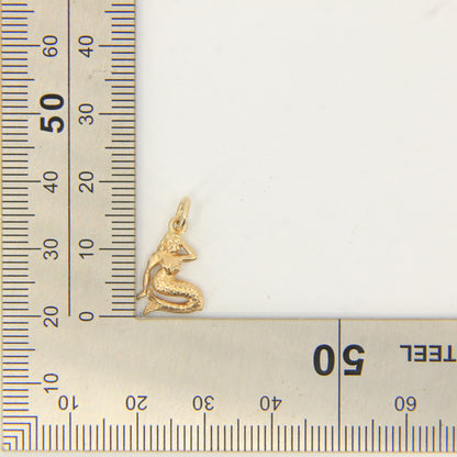 Vintage 9ct Hallmarked Yellow Gold Mermaid Charm Pendant Maritime Nautical Themed Gift