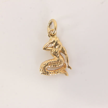 Vintage 9ct Hallmarked Yellow Gold Mermaid Charm Pendant Maritime Nautical Themed Gift