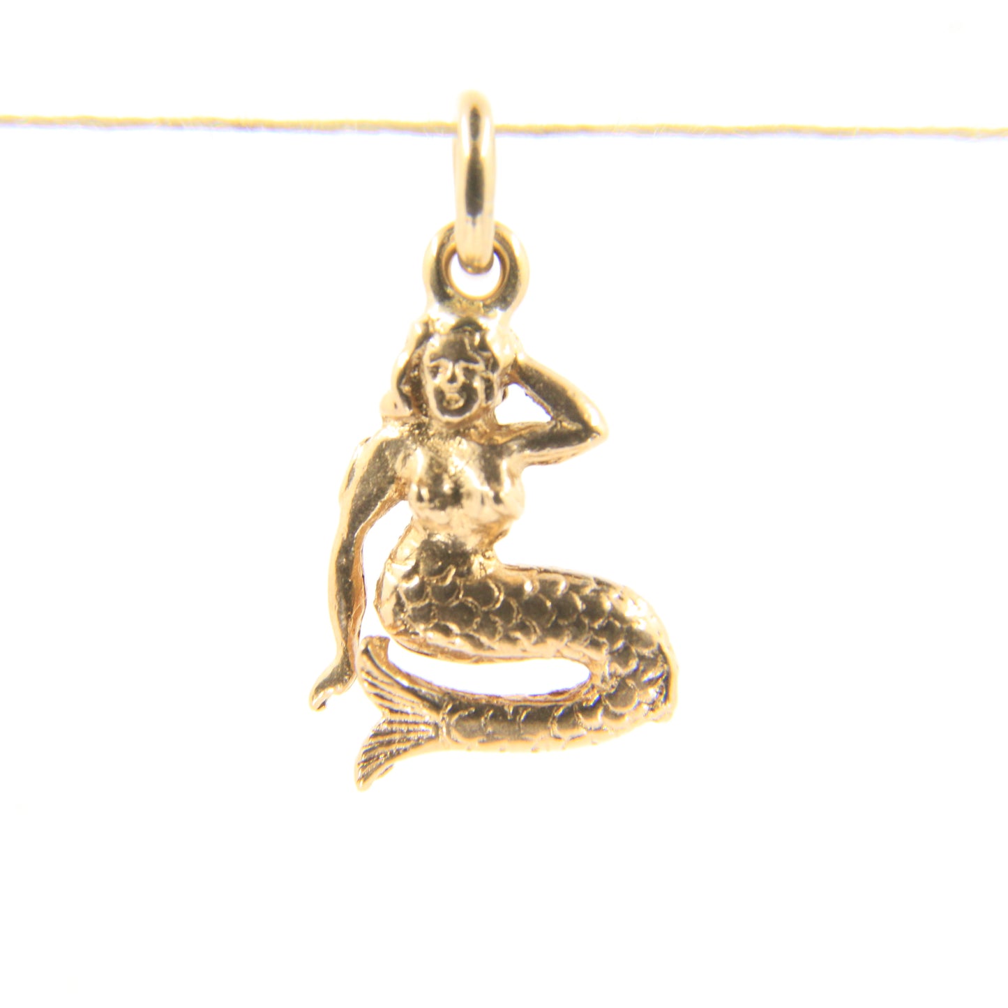 Vintage 9ct Hallmarked Yellow Gold Mermaid Charm Pendant Maritime Nautical Themed Gift