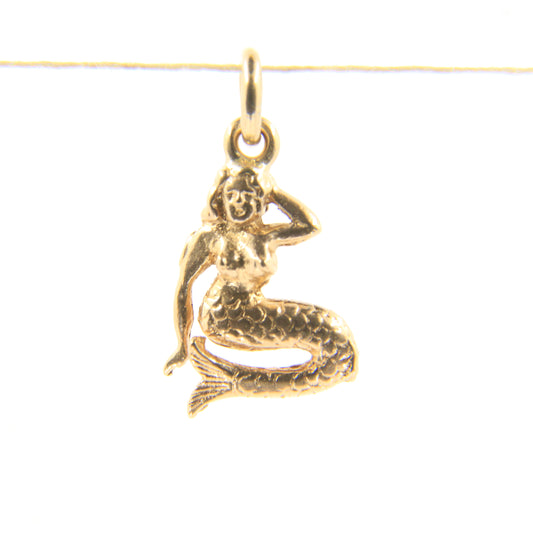 Vintage 9ct Hallmarked Yellow Gold Mermaid Charm Pendant Maritime Nautical Themed Gift