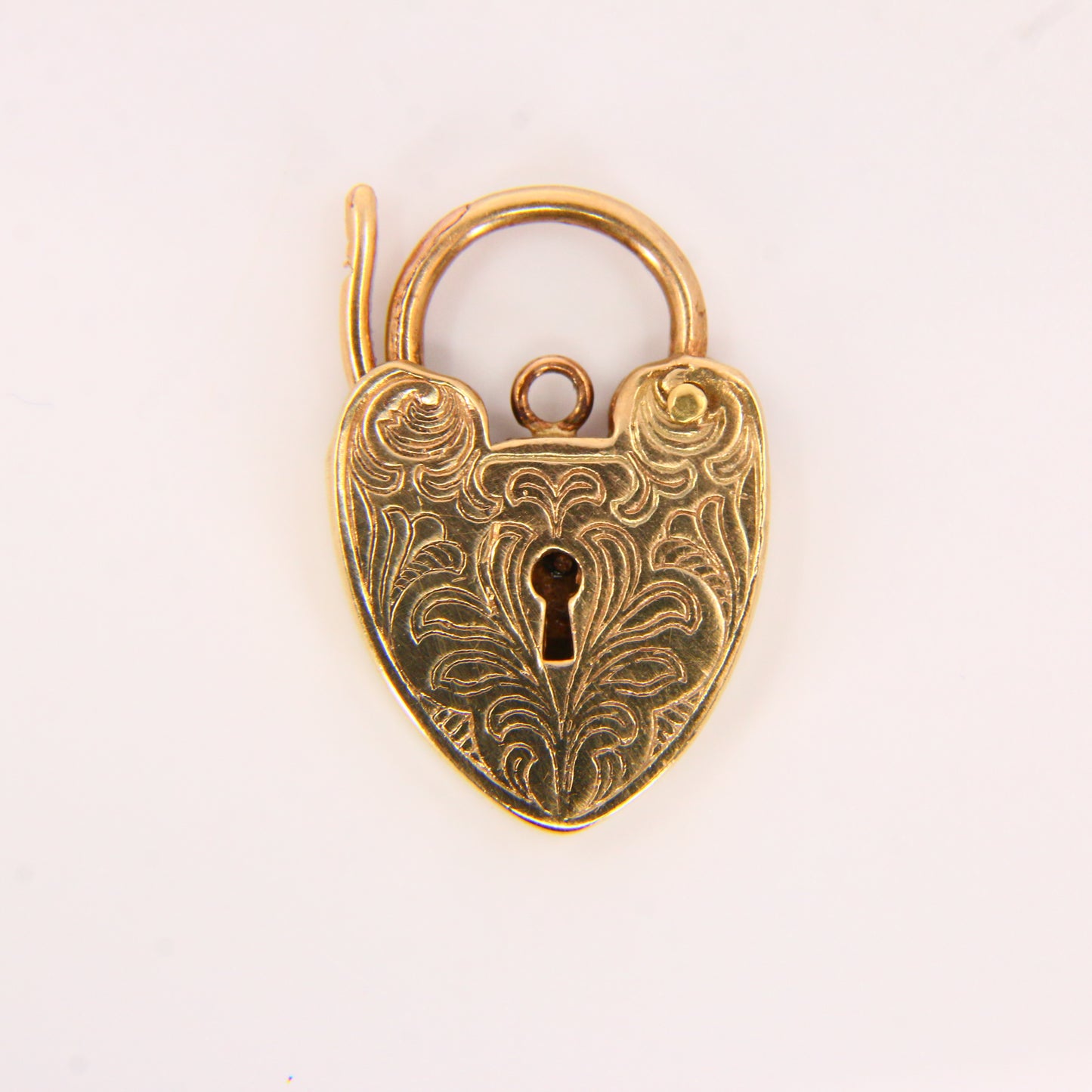 Vintage 9ct Engraved TESSA Heart Lock Gold Charm Padlock Closer Pendant Hallmarked