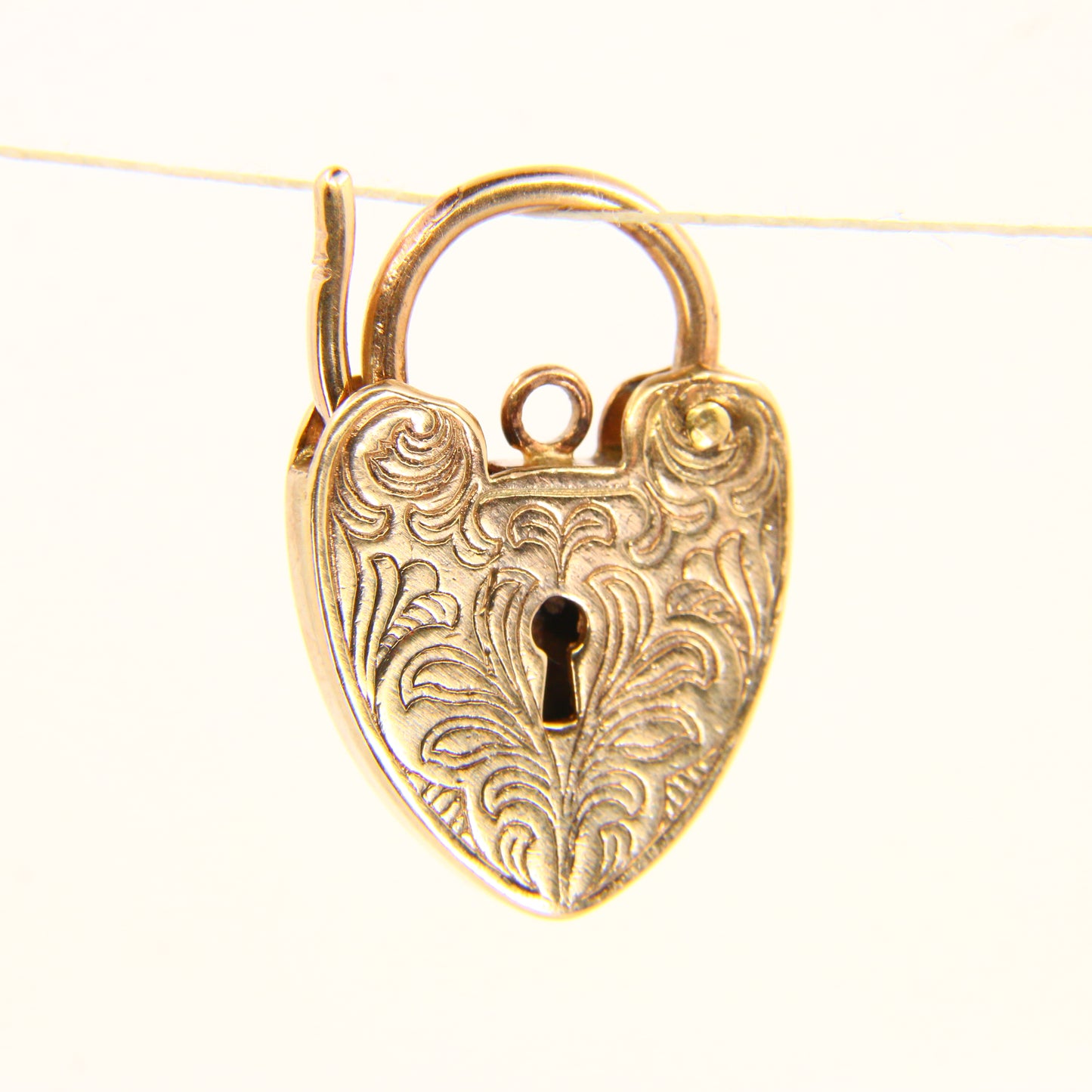 Vintage 9ct Engraved TESSA Heart Lock Gold Charm Padlock Closer Pendant Hallmarked