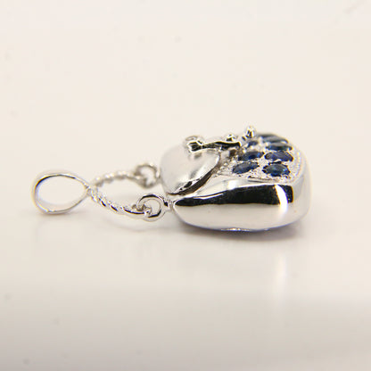 Vintage 14K White Gold Handbag Charm Blue Spinel Pendant Solid Gift