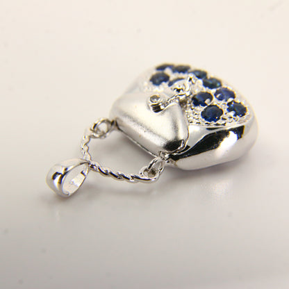 Vintage 14K White Gold Handbag Charm Blue Spinel Pendant Solid Gift
