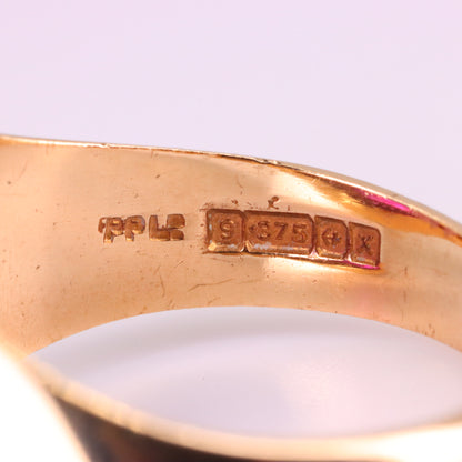 Vintage 9ct Hallmarked Gold Masonic Ruby Ring Square & Compass Mason Ring Boxed