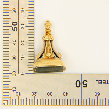 Antique 15 Carat Bloodstone Yellow Gold Drop Fob Charm Gold Pendant