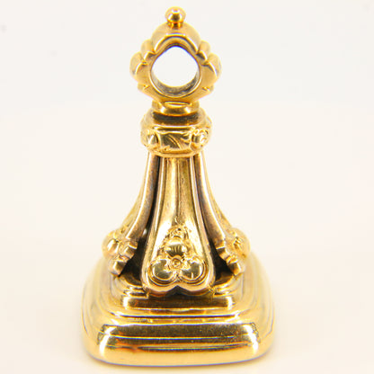 Antique 15 Carat Bloodstone Yellow Gold Drop Fob Charm Gold Pendant