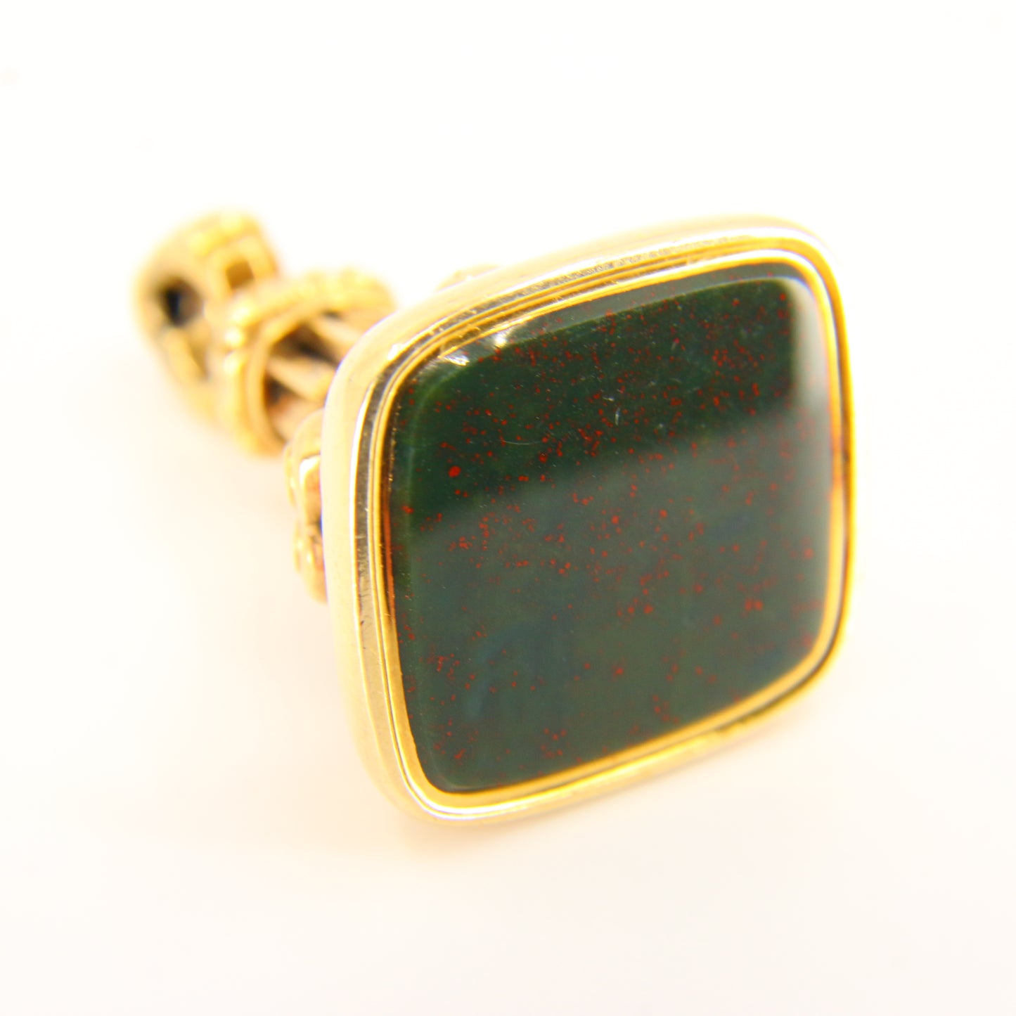 Antique 15 Carat Bloodstone Yellow Gold Drop Fob Charm Gold Pendant