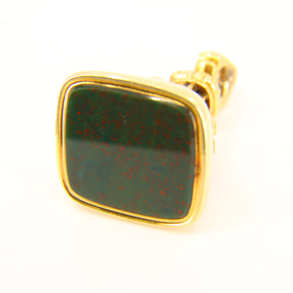 Antique 15 Carat Bloodstone Yellow Gold Drop Fob Charm Gold Pendant